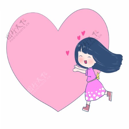 粉色爱心边框插画