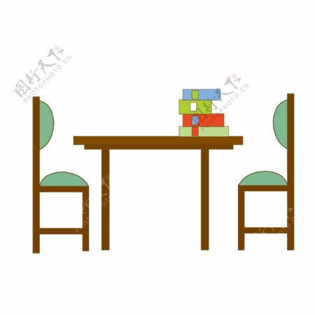 书本装饰桌椅