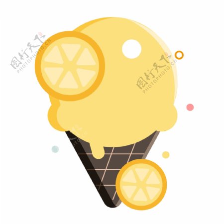 黄色水果冰淇淋