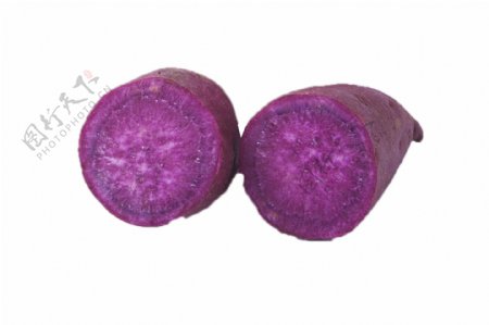 两个切开的大紫薯