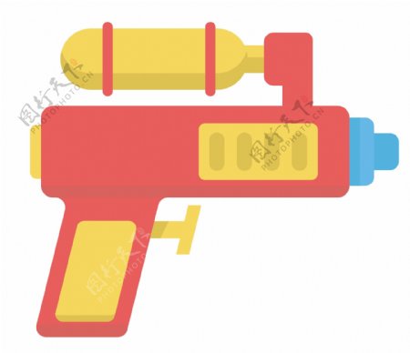 深红色的玩具水枪插画