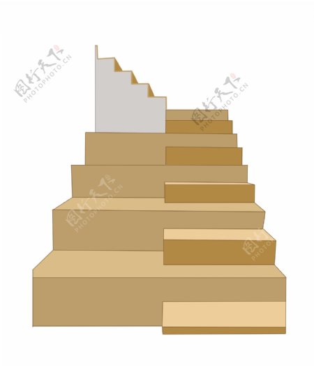 棕色立体楼梯插画