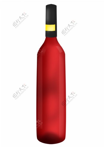 卡通红色红酒酒瓶