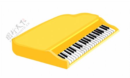 黄色的钢琴装饰插画