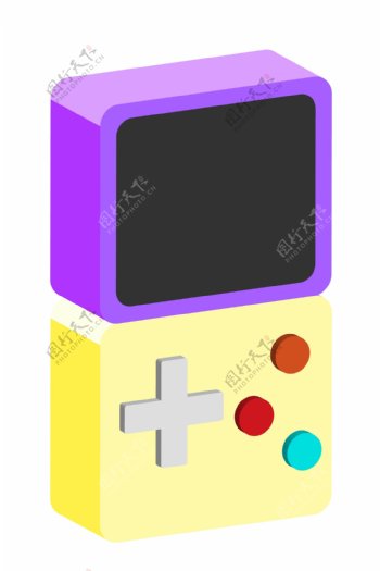 紫黄色游戏机插画