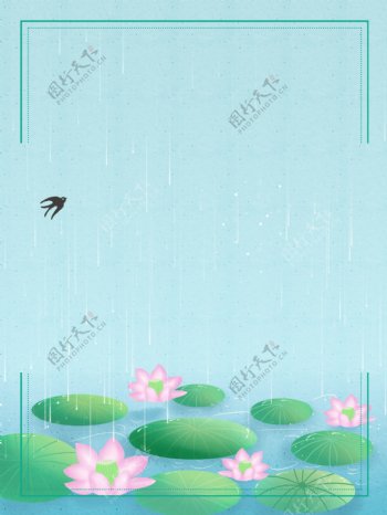 雨季荷塘广告背景