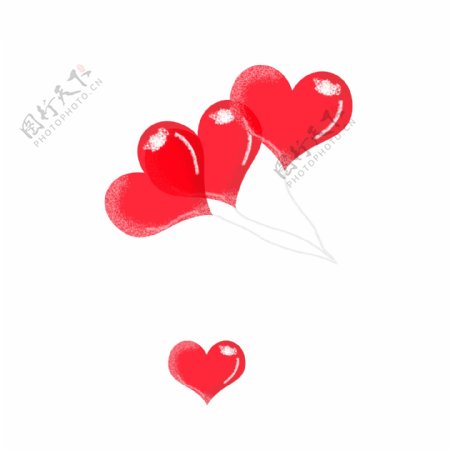 手绘红色爱心气球插画设计