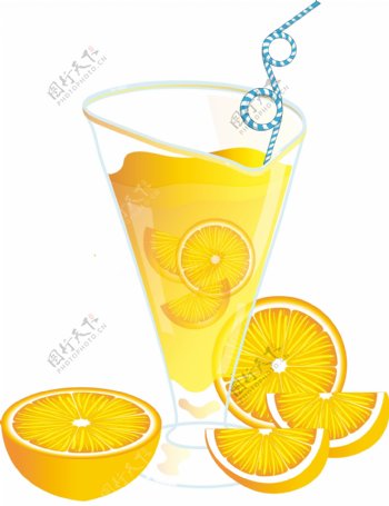夏天橙子果汁卡通