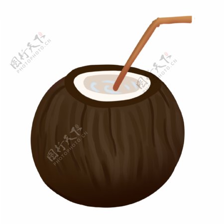 卡通椰子果汁