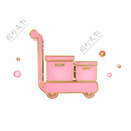 立体粉色板车货物图标