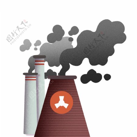 工业废气污染烟囱元素
