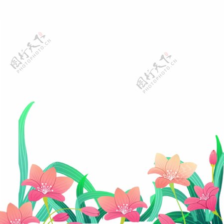 粉色花丛图案元素