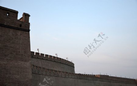 夕阳夜景正定古城城墙