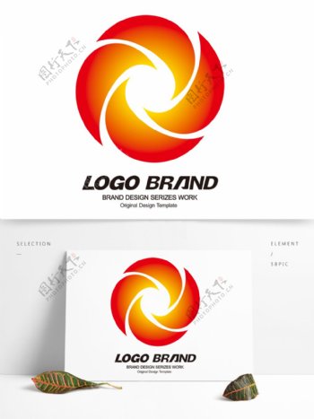 简约大气红黄字母C标志公司LOGO设计