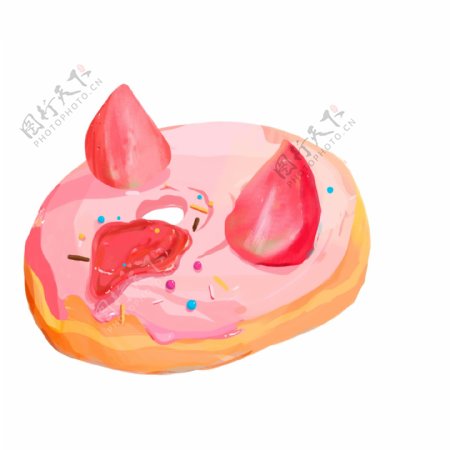 粉色甜美甜甜圈美食元素