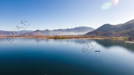 唯美泸沽湖航拍风景