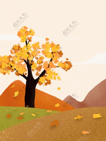 秋天树叶落叶卡通背景