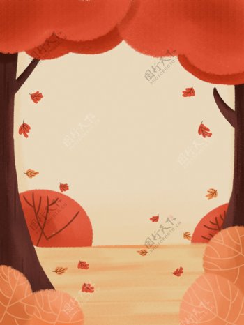 秋分节气落叶树林背景设计