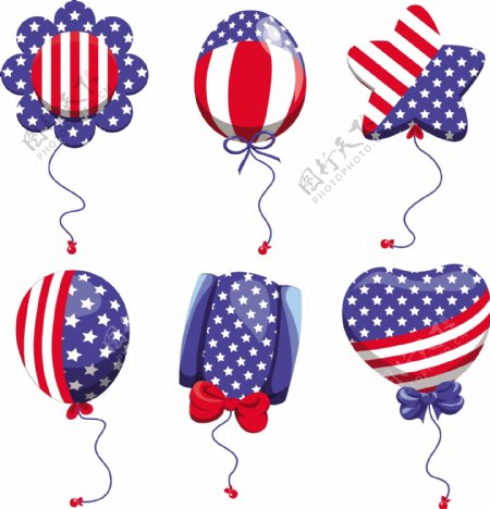气球系列与美国国旗颜色