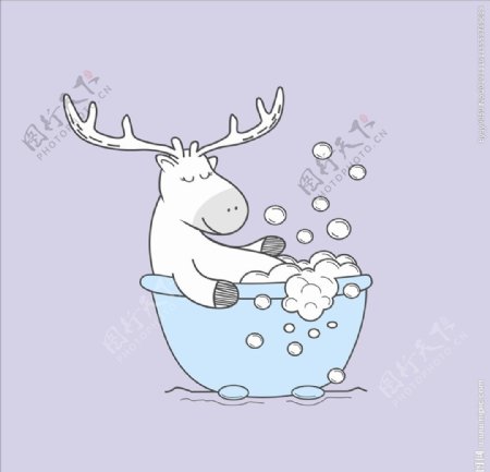小鹿洗澡形象
