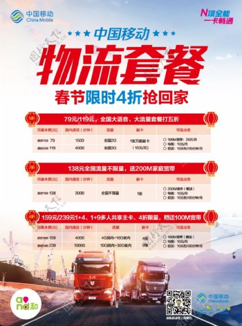 中国移动套餐资费海报