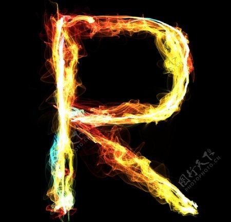 火焰文字字母R