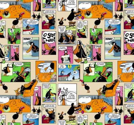 完美彩绘卡通鸭子分镜对话印花图