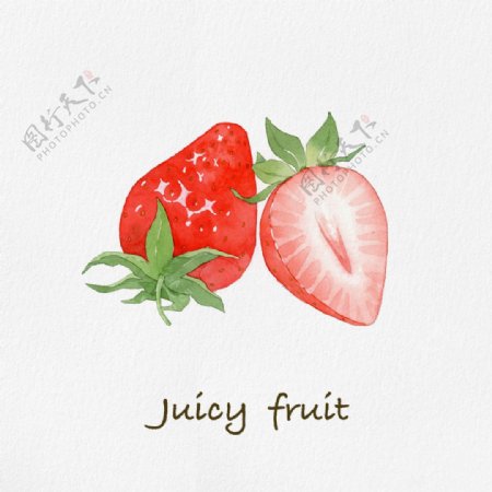 水果草莓绘画