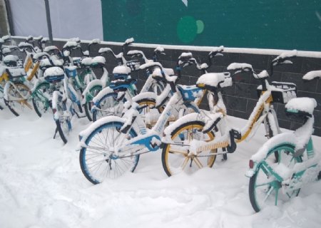 大雪中共享单车