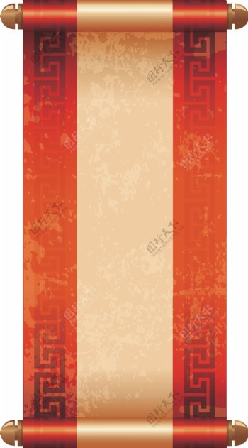中国风传统复古中式卷轴