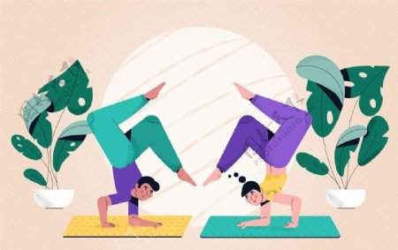 瑜伽运动矢量插画