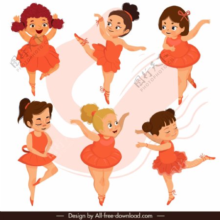 6款卡通芭蕾舞女孩