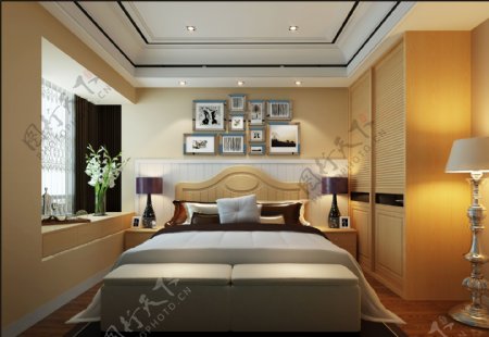 新中式卧室效果图