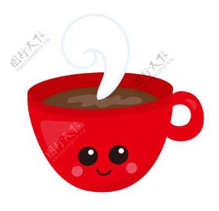 咖啡杯卡通形象AI矢量图设计