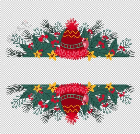 圣诞装饰边框底纹圣诞树帽子节日