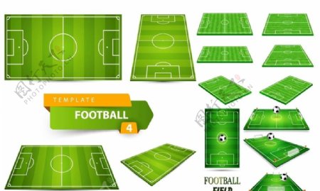 多种视图的足球场模型