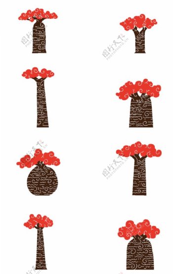 卡通变形树木图案