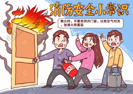 消防安全小常识防火插画卡通背景
