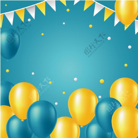 生日快乐装饰气球卡通海报
