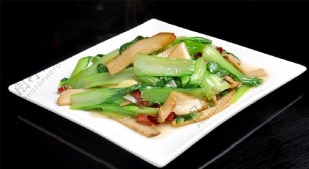 烤蘑菇炒油菜
