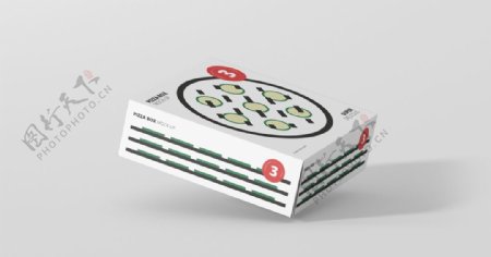 披萨包装盒智能贴图效果图样机