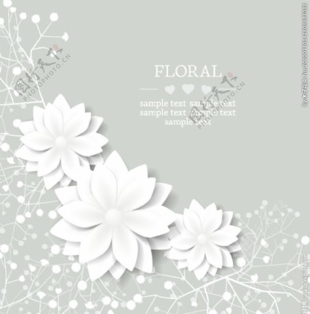 白色立体花朵背景