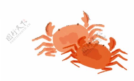 吃螃蟹PSD手绘图片