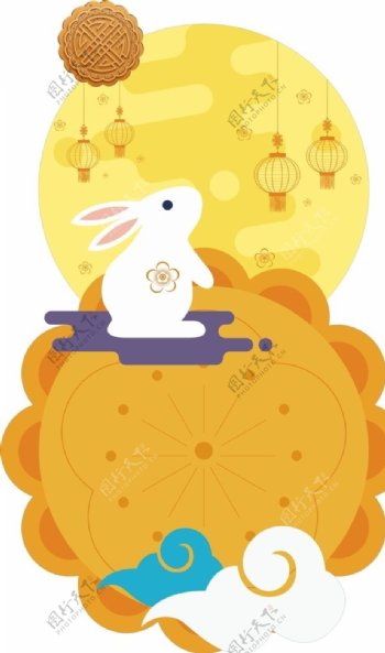 中秋月亮兔子立牌KT板图片