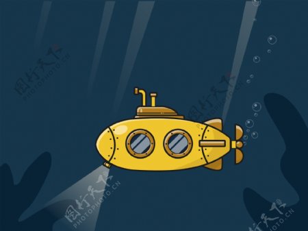 潜水艇矢量图插画图片