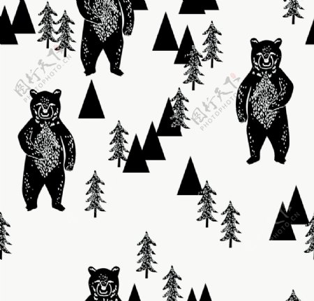 熊和树木图片
