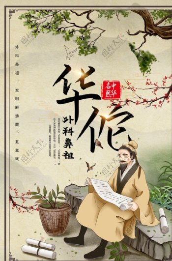 华佗中医传统活动宣传海报素材图片