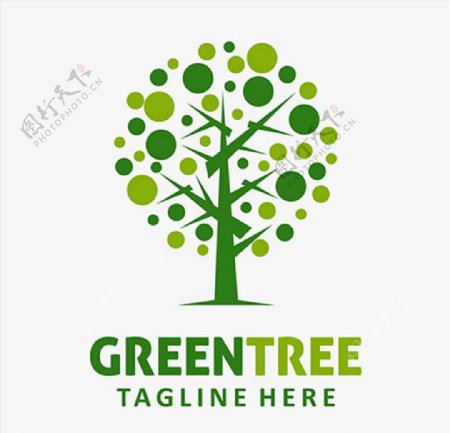 绿叶与树木元素标志图片
