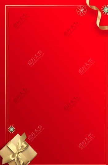 红色礼盒节日背景海报素材图片