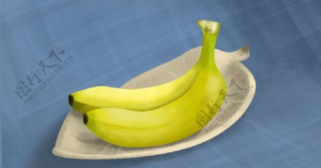 黄色水果香蕉插画图片